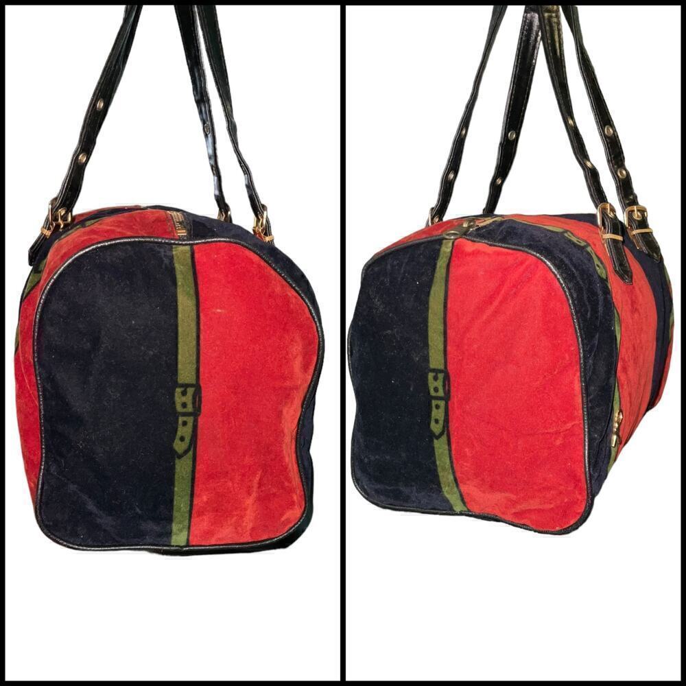 Vintage Roberta di Camerino Velour Trompe L'oeil Duffle Boston Bag - Picture 5 of 14